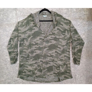 Maurices Womens 2X Camouflage Hooded Open Front Cardigan Cozy Relaxed